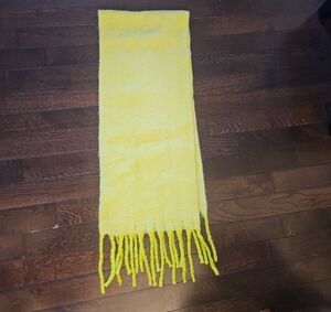 Bright Yellow Fringe Scarf